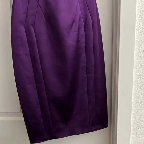Karen Millen size 8 brand new dark purple body con retro satin cocktail dress - Picture 4 of 8